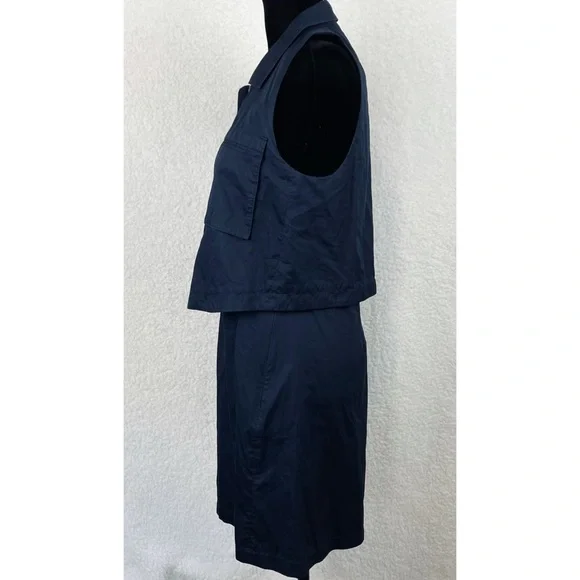 THEORY • Navy Blue Gemine Sleeveless Tiered A-Line Mini Dress, 4 - Picture 6 of 16